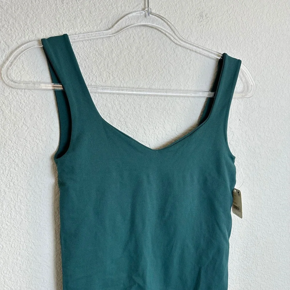 Free People Intimately Bodysuit Forest Pool Pine Green V-Neck Seamless M/L NEW - Picture 2 of 8